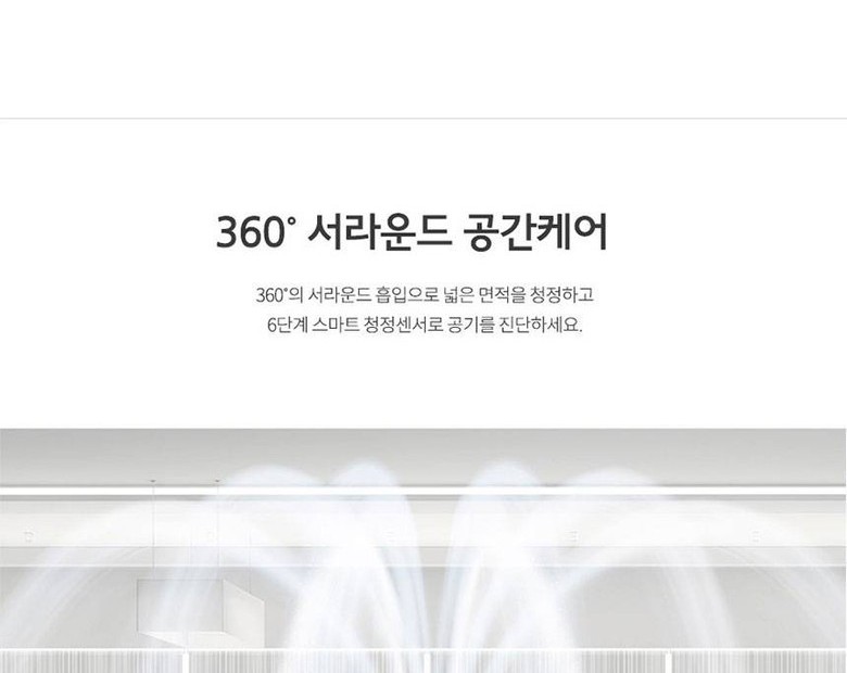쿠쿠 W8300 공기청정기의 360도 공기 순환과 공간 청정 안내
