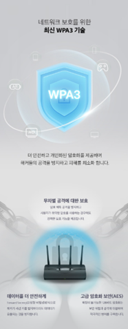 MR27BE의 WPA3 보안과 게스트 네트워크, 보호 기능을 안내하는 상품 이미지
