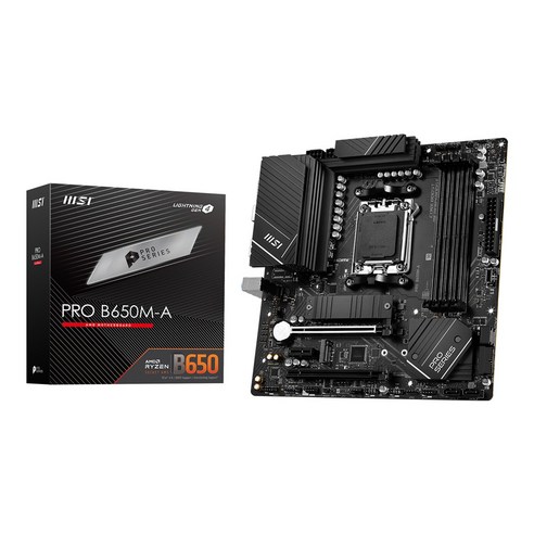 MSI PRO B650M-A 무선 미탑재형 메인보드와 제품 패키지
